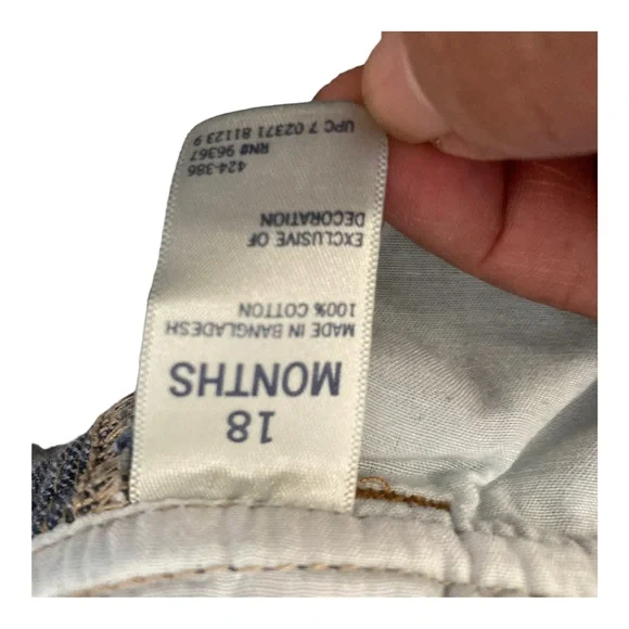 Oshkosh B’Gosh Vestbak Toddler Size 3T Blue Denim Overall Shorts Adj Strip - Picture 13 of 15